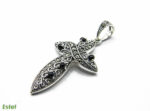 Pandantiv-cruciulita din argint cu marcasite si onix negru - stil vintage - P273Y119G-2 - imagine 4