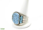 Inel barbatesc din argint cu howlit albastru - stil Art Deco - i120Y116F - imagine 3
