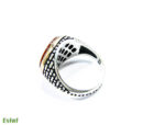 Inel barbatesc din argint cu carneol - stil Art Deco - i110Y134F - imagine 4