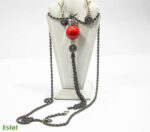 Set handmade unicat din argint antichizat cu coral - stil vintage - HM0418 - imagine 8