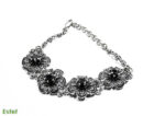 Bratara din argint cu pietre zirconia negre - motive florale - B150A13B-1 - imagine 7
