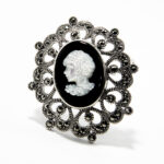 Brosa-pandantiv vintage - Camee - Argint 925 cu sidef si marcasite - BR292Y5EX