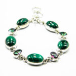 Bratara din argint cu malachit si topaz mistic - stil oriental - B145F19G - imagine 4