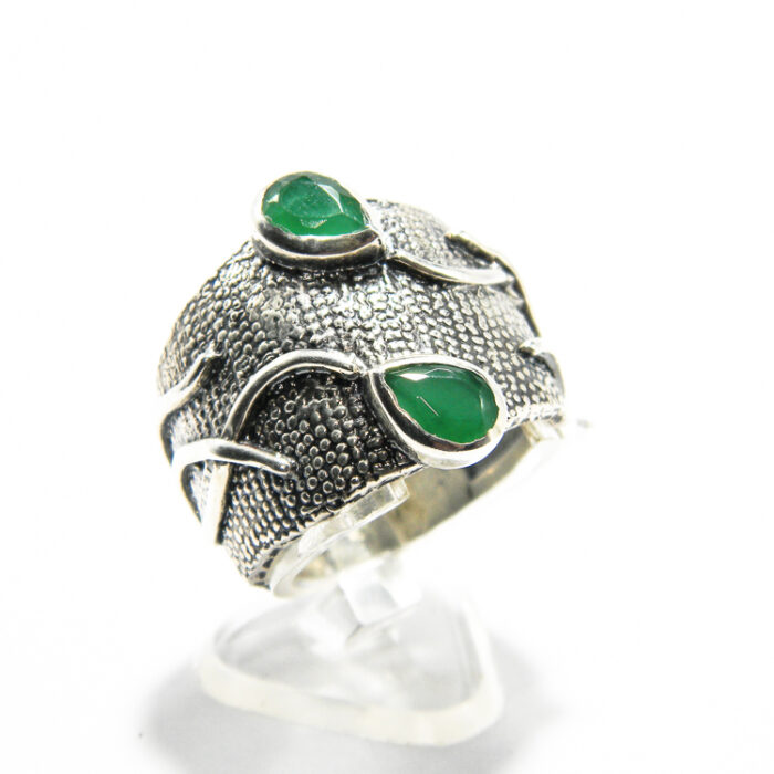 Inel stil vintage din argint cu smarald - Arina - i135E40D-1 - imagine 2