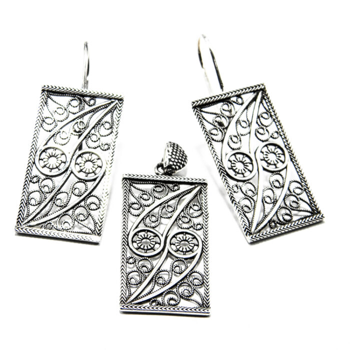 Set vintage din argint fara pietre - stil oriental - Odeta - S158K23Z - imagine 3