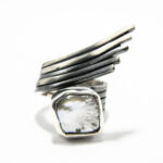 Inel unicat din argint cu perla Baroque - stil Art Deco - Virginia - i155F24E - imagine 2