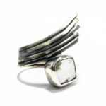 Inel unicat din argint cu perla Baroque - stil Art Deco - Virginia - i155F24E - imagine 4