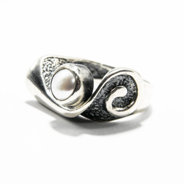 Inel unicat din argint si perla alba - stil vintage - i155F25E - imagine 2