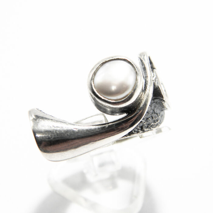 Inel unicat din argint si perla alba - stil vintage - i155F25E - imagine 5