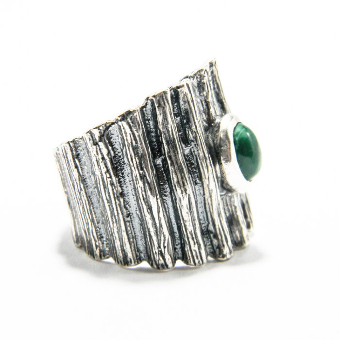 Inel unicat din argint si malachit - stil vintage - Despina - i135E112E - imagine 6