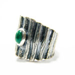 Inel unicat din argint si malachit - stil vintage - Despina - i135E112E - imagine 2