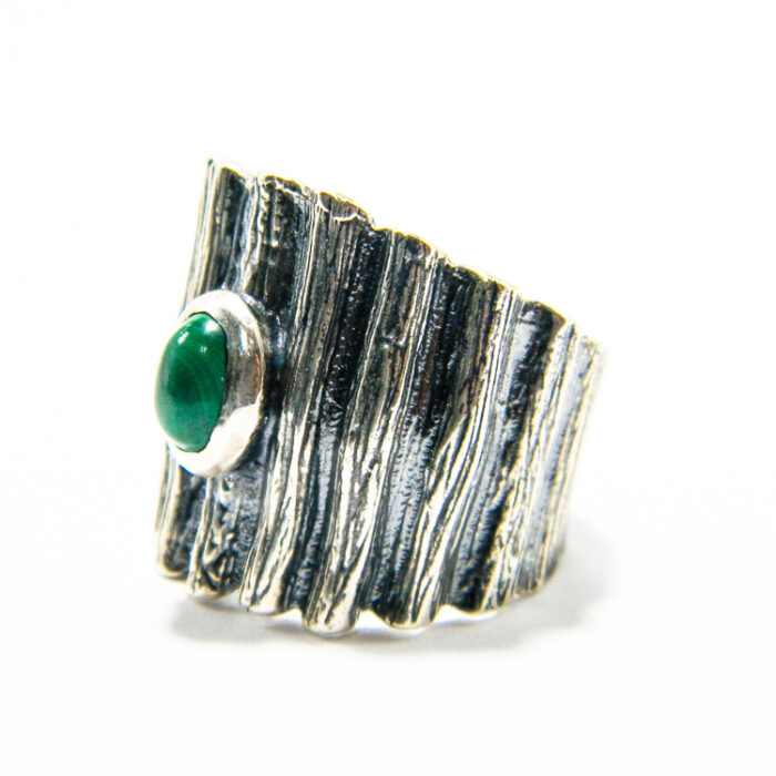 Inel unicat din argint si malachit - stil vintage - Despina - i135E112E - imagine 2