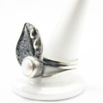 Inel unicat din argint cu perla alba - stil vintage - i155F19E - imagine 2