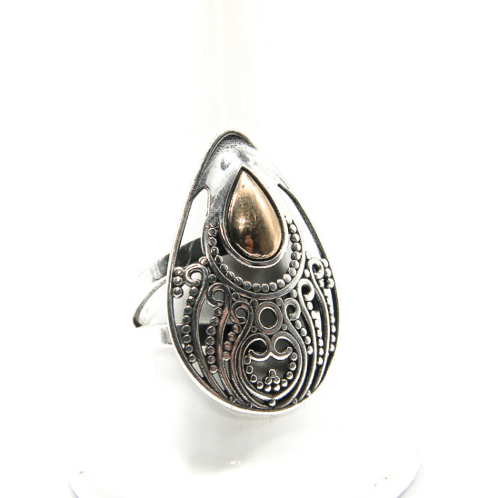 Inel reglabil din argint fara pietre - stil oriental - Filigran - i158K3Z - imagine 2