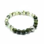 Bratara pe elastic din argint cu jasp verde si cuart - Unicat - HM0618C - imagine 4