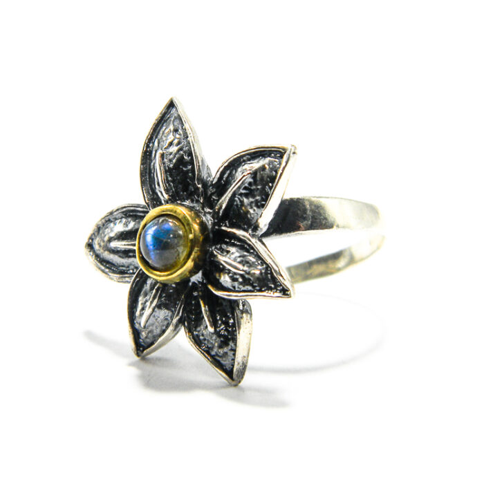 Inel din argint cu labradorit - stil vintage - Unicat - Magnolia - i135E47G-1 - imagine 2