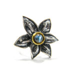 Inel din argint cu labradorit - stil vintage - Unicat - Magnolia - i135E47G-1 - imagine 3