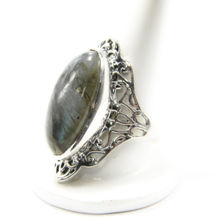 Inel vintage din argint cu labradorit natural - stil bizantin - i240Y96G - imagine 2