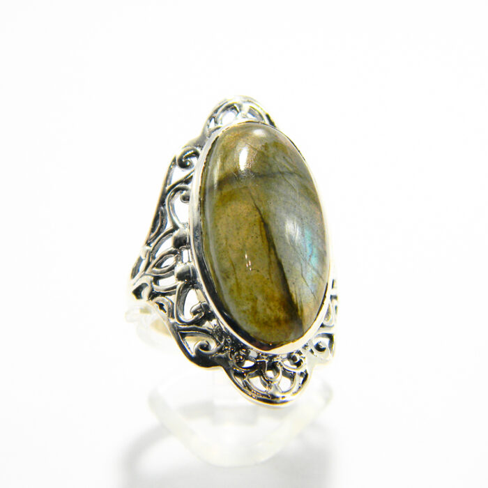 Inel vintage din argint cu labradorit natural - stil bizantin - i240Y96G - imagine 3