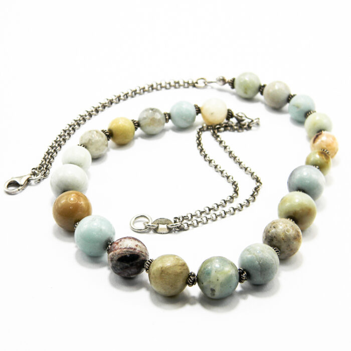 Colier handmade din argint cu amazonit - Unicat - CL155F30E - imagine 3