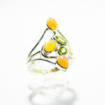 Inel unicat din argint cu opal natural si peridot - stil Art Deco - i310Y152G - imagine 3