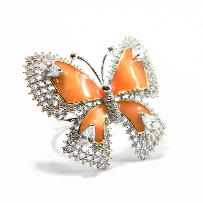 Inel Fluture din argint emailat si zirconiu - Unicat -i160A40B - imagine 4