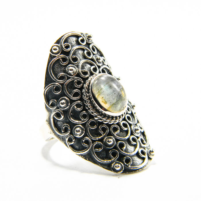Inel model vintage din argint antichizat cu labradorit - stil bizantin - i240Y95G - imagine 2