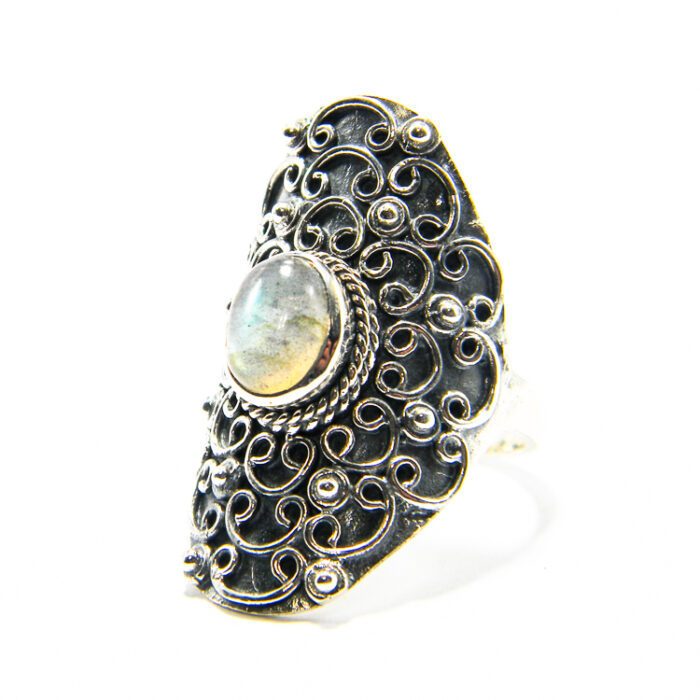 Inel model vintage din argint antichizat cu labradorit - stil bizantin - i240Y95G - imagine 4