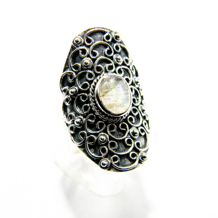Inel model vintage din argint antichizat cu labradorit - stil bizantin - i240Y95G - imagine 3