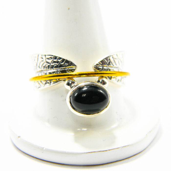 Inel handmade din argint onix si bronz - Unicat - i250Y43D-1 - imagine 3