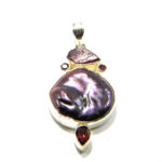 Pandantiv din argint cu perla Baroc si granat - Unicat - P229Y13E - imagine 3