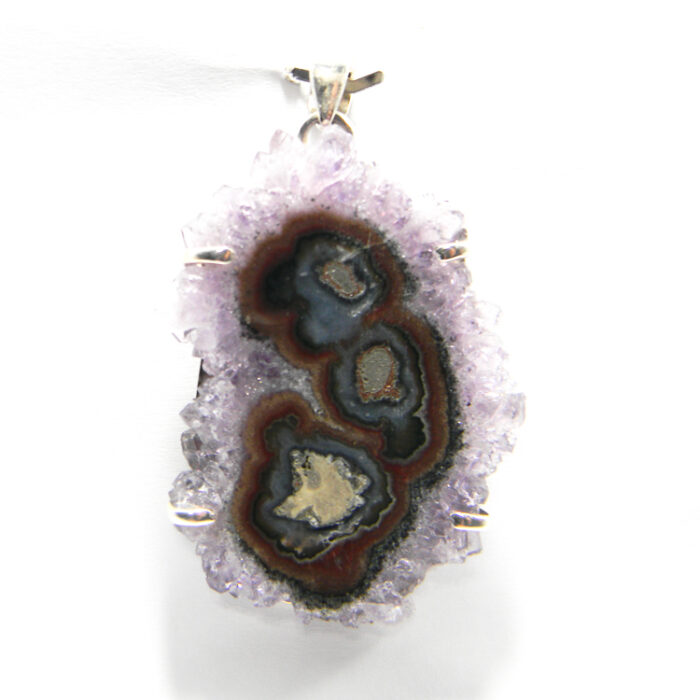 Pandantiv unicat din ametist cu incluziuni si argint - P239Y23D - imagine 3