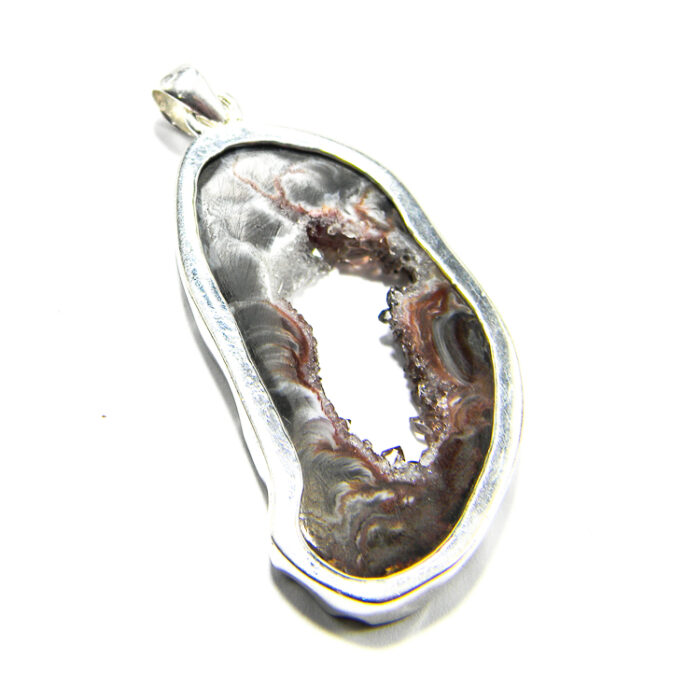 Pandantiv unicat vintage din roca de calcedonia si argint 925 - stil Art Deco - P239Y22D - imagine 5