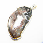 Pandantiv unicat vintage din roca de calcedonia si argint 925 - stil Art Deco - P239Y22D - imagine 3