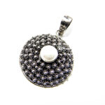 Pandantiv unicat din argint cu perla alba - stil vintage -  Floare de cactus -P201Y36E - imagine 3