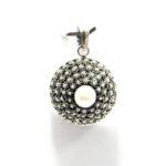 Pandantiv unicat din argint cu perla alba - stil vintage -  Floare de cactus -P201Y36E - imagine 4