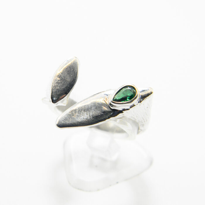 Inel vintage unicat din argint cu smarald - stil Art Deco - Anais - i210F9G-3 - imagine 4