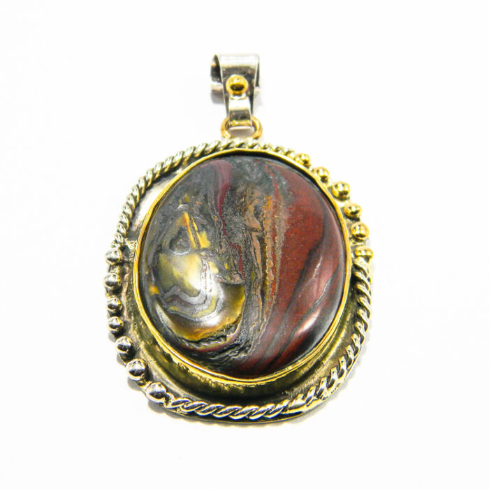 Pandantiv unicat din argint si agate rosii - stil vintage - P110B4C - imagine 2