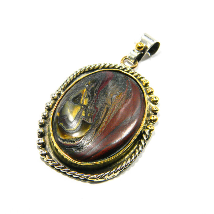 Pandantiv unicat din argint si agate rosii - stil vintage - P110B4C - imagine 3
