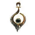 Pandantiv unicat din argint si onix - stil Art Deco - Lola - P135E24E - imagine 2