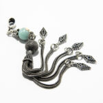 Pandantiv handmade unicat din argint cu amazonit - stil oriental - P100A45BZ - imagine 3