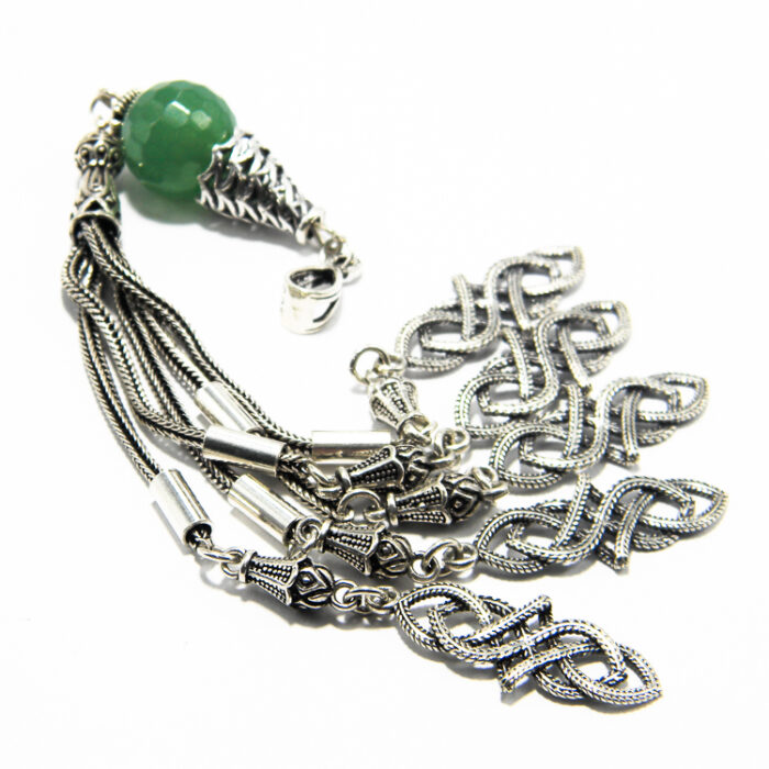 Pandantiv unicat handmade din argint si jad verde - stil oriental - HM0828 - imagine 4