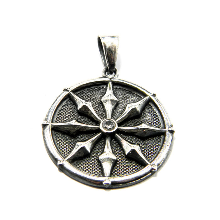 Pandantiv unisex din argint cu pietre zirconiu - Roza vanturilor - P120E67F-1 - imagine 2