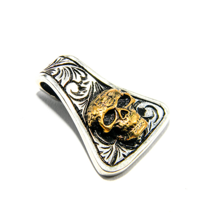 Pandantiv din argint fara pietre - stil oriental - Craniu - P135E23E - imagine 3