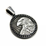 Pandantiv barbatesc din argint cu onix - Vultur - P120Y27F - imagine 3