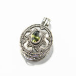 Pandantiv medalion vintage din argint cu olivina - Unicat - P160Y63B - imagine 4