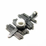 Pandantiv stil vintage din argint cu perla alba - Nora - P130E77F - imagine 3