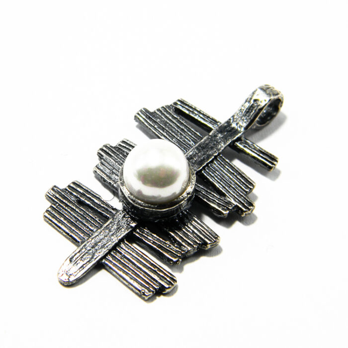 Pandantiv stil vintage din argint cu perla alba - Nora - P130E77F - imagine 3