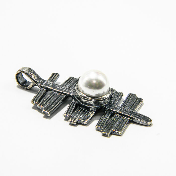 Pandantiv stil vintage din argint cu perla alba - Nora - P130E77F - imagine 4