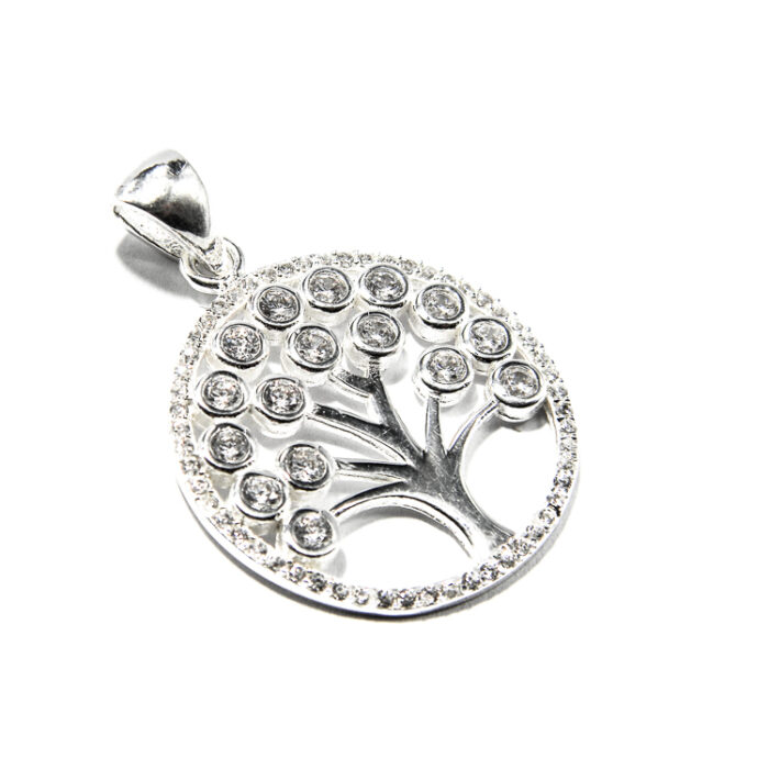 Pandantiv din argint cu pietre zirconiu - Copacul vietii - P145A1C - imagine 2